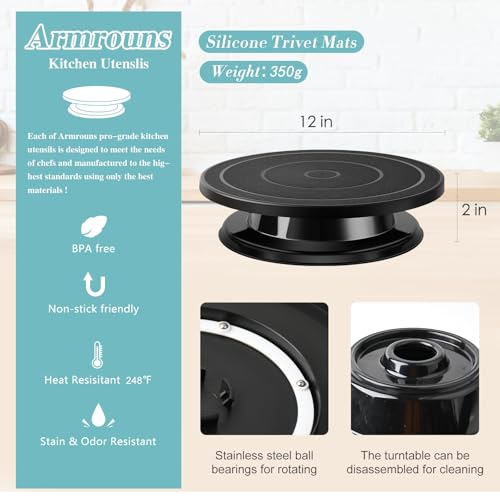 Armrouns 11 Inch Cake Stand, Rotating Cake Turntable for Decorating, Display & Baking, Smooth Revolving Spinner Stand - Image 2