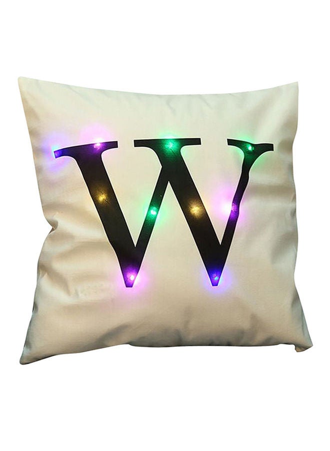 NIBEMINENT LED Light Up Letter Print Throw Pillow Cover White 45x45centimeter
