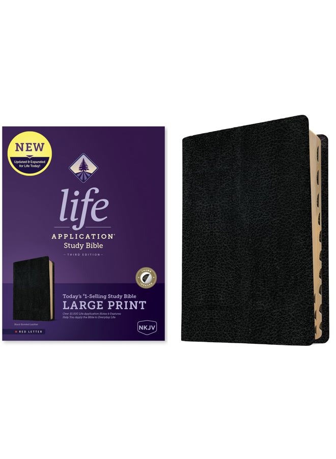 NKJV Life Application Study Bible, Third Edition, Large Print (Bonded Leather, Black, Indexed, Red Letter)