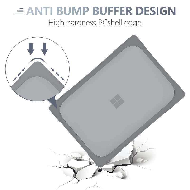 Batianda Heavy Duty Case for 13.5" Microsoft Surface Laptop 5 4/3 with Metal Palm Rest,Shockproof Protective Cover with Fold Kickstand for Enhanced Durability & Keyboard Cover Screen Protector, Gray - Image 3
