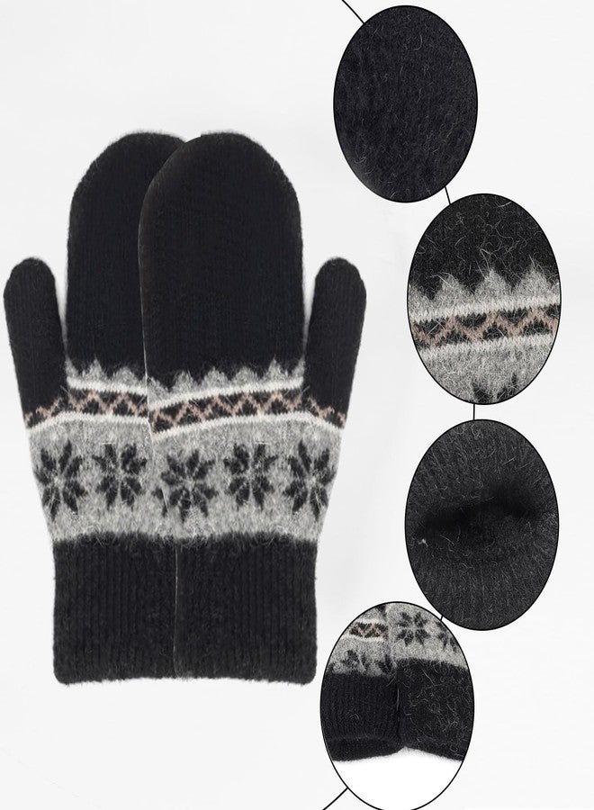 Mealah Kids-Winter-Knit-Mittens Boys-Girls Outdoor-Warm-Soft Snowflakes-Gloves Stretchy for 5-10Years Kids - Image 3
