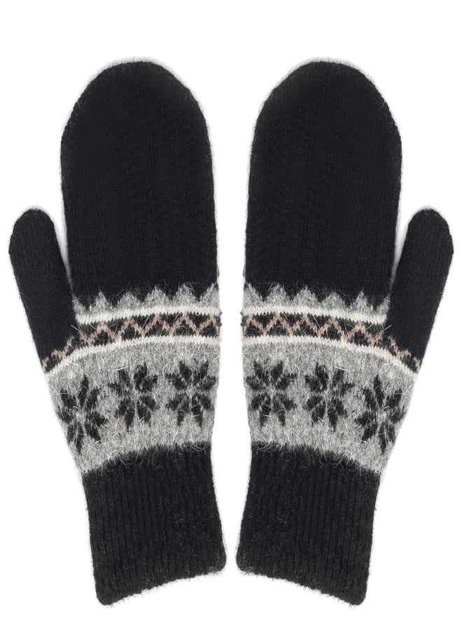 Mealah Kids-Winter-Knit-Mittens Boys-Girls Outdoor-Warm-Soft Snowflakes-Gloves Stretchy for 5-10Years Kids - Image 1