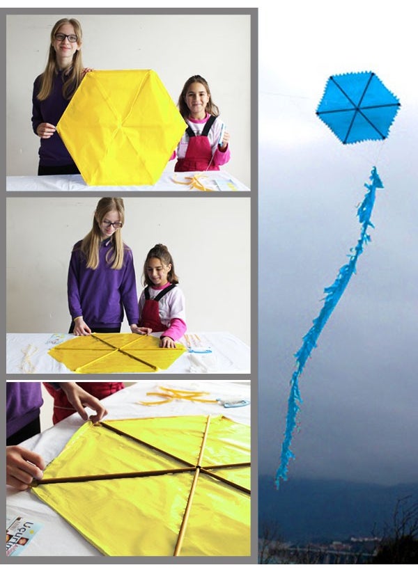 Gülen Uçurtma - Laughing Kite / D-Mount Nylon Hexagonal Kite Making Set - With Plastic Slats (Medium Size) - Image 1