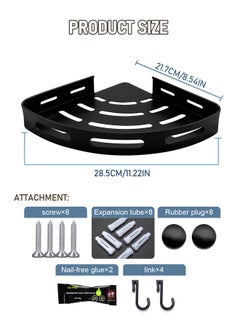 WinHolder 2 Pack Bathroom Shower Shelves with 8 Hooks, Corner Shower Caddy Shelf Organizer Rack, Rustproof Bathroom Shower Storage Baskets, Wall Organization Storage Shelves Basket for Bathroom  - Image 2