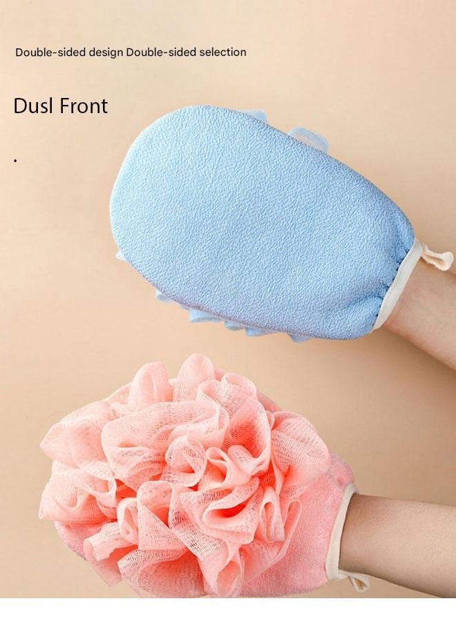 قبلة طفل تقشير القفازات جهاز تنقية الجسم ، قفاز فرك دش مزدوج الوجهين ، حمام دش الإسفنج ، مزيل الجلد الميت ، دش Loofahs شبكة كرات غسل الجسم الحمام للرجال والنساء - Image 5