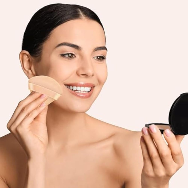 FUIN Triangle Powder Puff, 2 Pcs Makeup Puff, Foundation Blender Velour Setting Powder Puff, Soft Cosmetic Foundation Powder Sponge Cushion Puffs for Loose Powder Wet Dry Makeup Puffs, Black Skin - Image 5