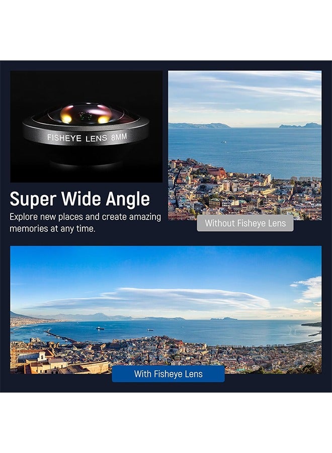 نيوير عدسة نيونر HD 8 مم فيش آي للهواتف المحمولة مناسبة فقط للوحة خلفية ذات خيوط 17 مم، وزاوية عريضة 220° متوافقة مع إطار هاتف آيفون وسامسونج من سمول ريج، تأتي مع محول عدسة 17 مم، LS-29 - Image 3