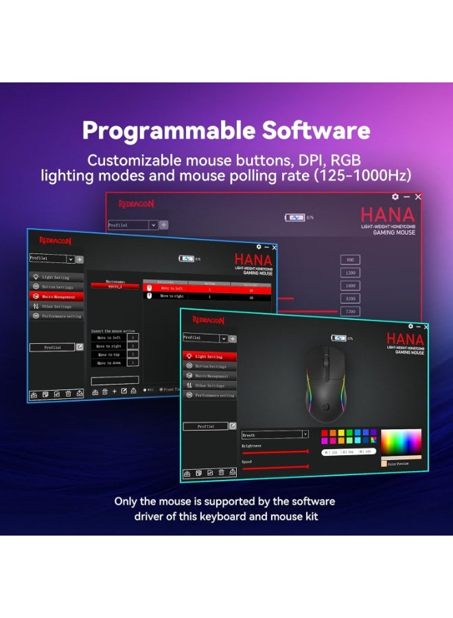 ريدراجون مجموعة لوحة مفاتيح وماوس ووسادة ماوس S107KS لوحة مفاتيح للألعاب، ماوس، وسادة ماوس، لوحة مفاتيح ميكانيكية 104 مفتاح RGB LED، ماوس سلكي 3200 نقطة في البوصة، وسادة ماوس كبيرة لألعاب الكمبيوتر الشخصي - Image 5