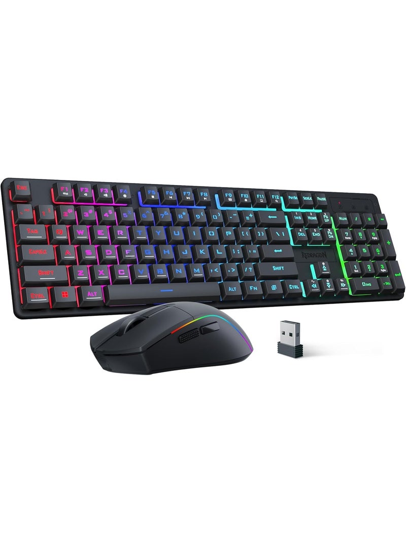 ريدراجون مجموعة لوحة مفاتيح وماوس ووسادة ماوس S107KS لوحة مفاتيح للألعاب، ماوس، وسادة ماوس، لوحة مفاتيح ميكانيكية 104 مفتاح RGB LED، ماوس سلكي 3200 نقطة في البوصة، وسادة ماوس كبيرة لألعاب الكمبيوتر الشخصي - Image 1