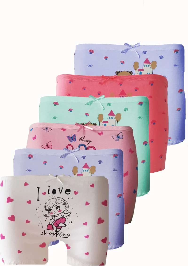 هيبسين راكيب Rival to All 6 Pack Girls' Boxers 100% Cotton Lycra Printed Fun Comfortable