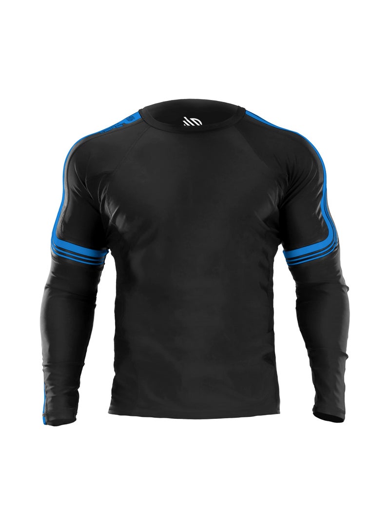 Sanabul  Sanabul Core Long Sleeve Jiu Jitsu Rash Guard MMA BJJ Wrestling Shirt Grappling BLUE  MEDIUM  - Image 1