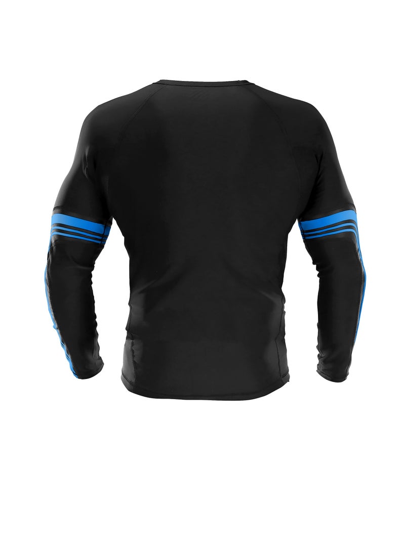 Sanabul  Sanabul Core Long Sleeve Jiu Jitsu Rash Guard MMA BJJ Wrestling Shirt Grappling BLUE  MEDIUM  - Image 3