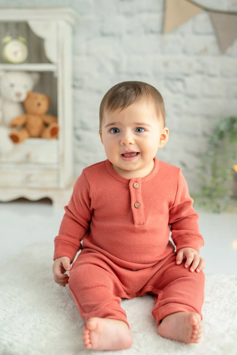 Mininio Gots Certified 100% Organic Cotton Button-down Overalls (0-24 MONTHS)