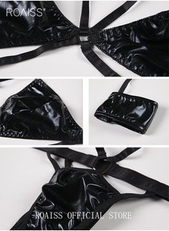 roaiss PU Hollow Out Lingerie for Women  - Image 2