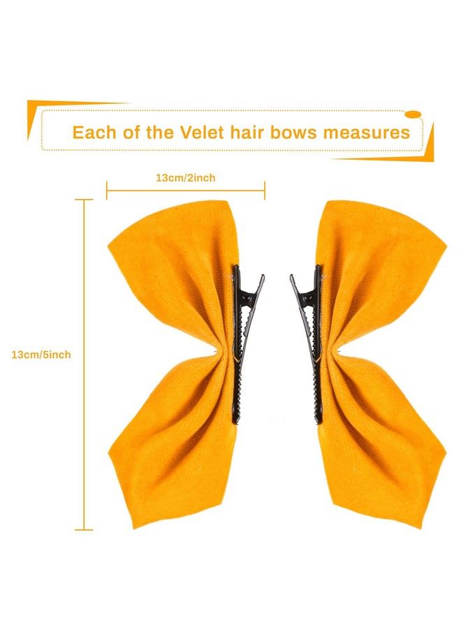 Whaline 4 أزواج من مشابك الشعر المخملية مع رباطات جانبية مشابك شعر مخملية بارريتات بألوان مختلطة دبابيس شعر غير قابلة للانزلاق مشابك على شكل رباطات ملونة ملحقات شعر لطيفة للفتيات والنساء 8 قطع (أحمر أصفر أبيض أسود) - Image 3