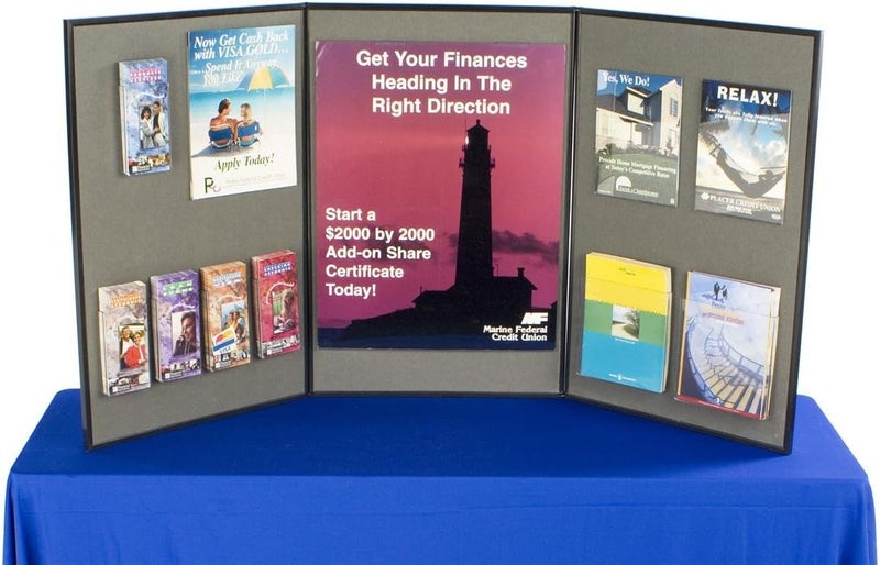 Displays2go 3Panel Tabletop Exhibition Board 72 x 36  Black and Gray Hook  LoopReceptive Fabric for Trade Shows and Presentations - Image 3
