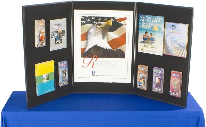 Displays2go 3Panel Tabletop Exhibition Board 72 x 36  Black and Gray Hook  LoopReceptive Fabric for Trade Shows and Presentations - Image 2