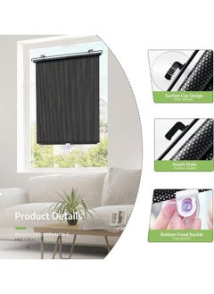 Arabest No-Drilling Blackout Blind Shade with 3 Suction Cups, Temporary Portable Roller Window Curtain for Home, Office, Car, 70% Shade, W22.8 x L49.2 in, Black  - Image 3