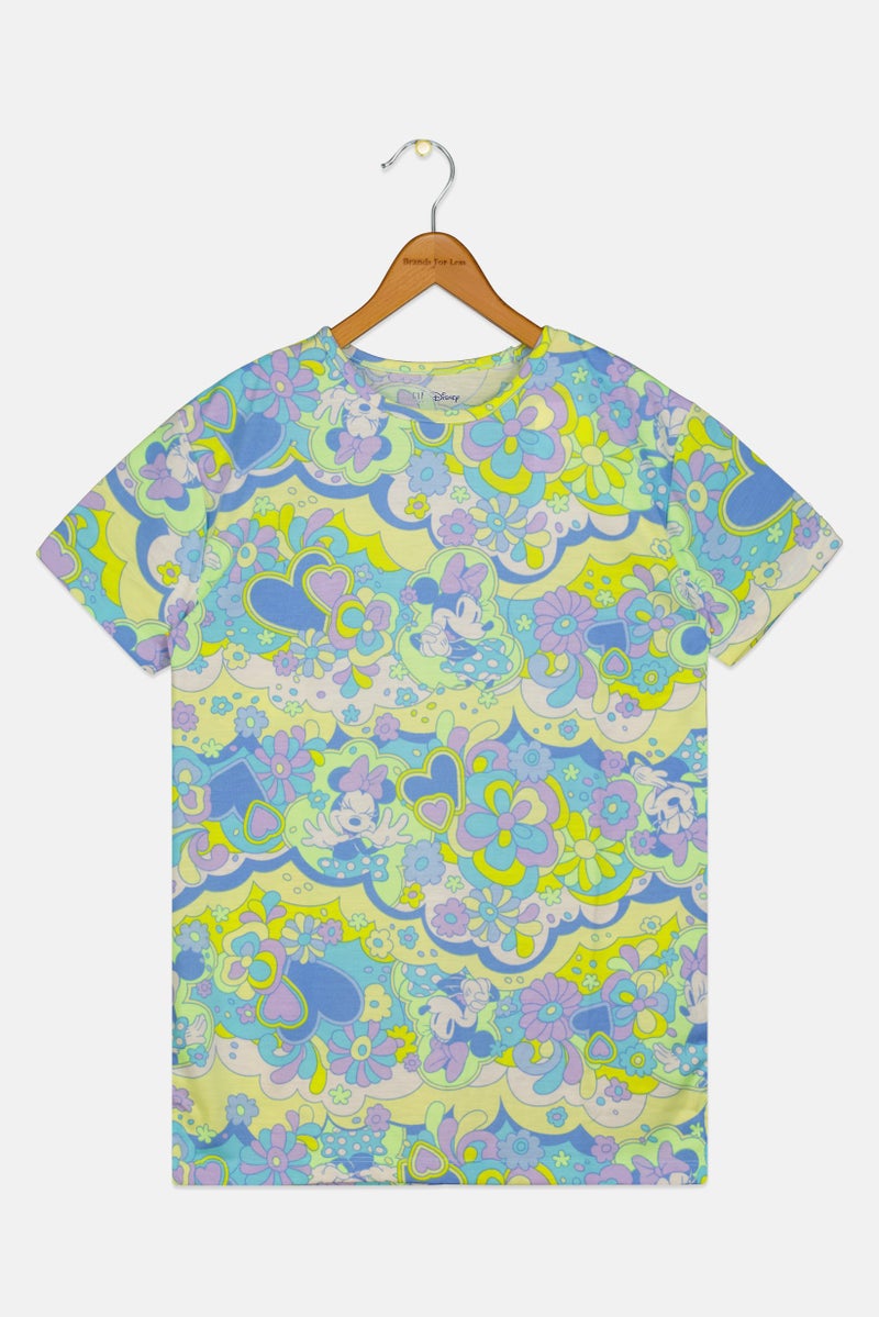 GAP Kids Girl Floral Pattern Short Sleeve Sleepwear Dress, Multicolor - Image 1