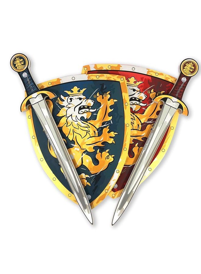LIONTOUCH Noble Knight Toy Swords & Shields for Two Kids, Blue & Red | Pretend Play Set in Durable Foam in Traditional Medieval Style | Safe Weapons & Armor for Dress Up & Knight Costumes for Boys - Image 1