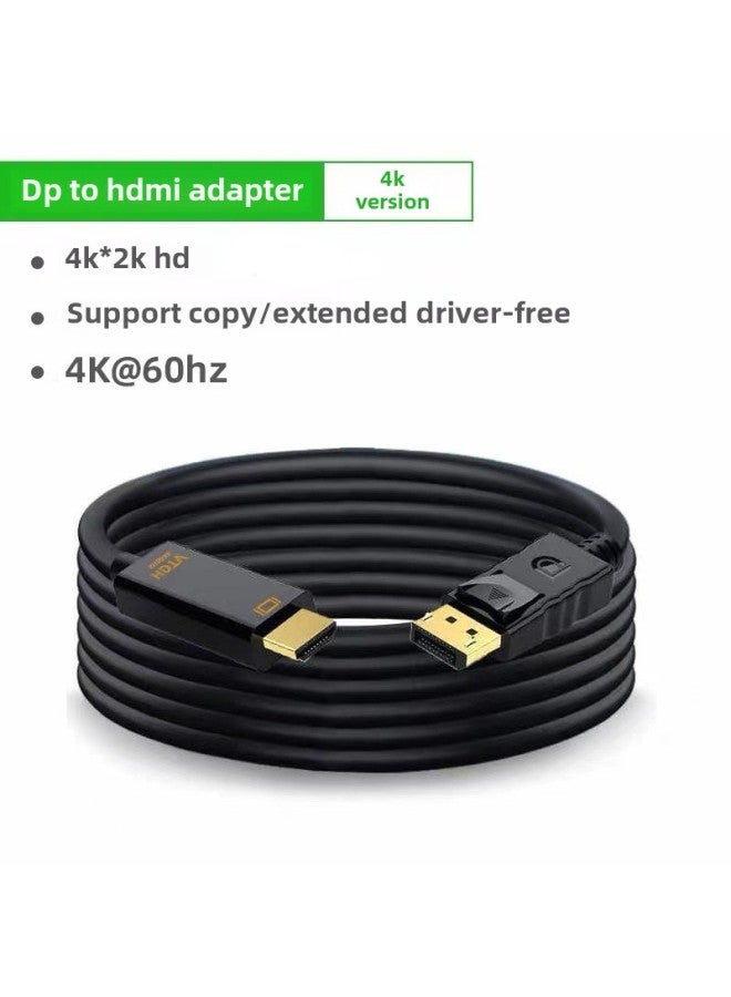كابل محول من DP إلى HDMI بدقة 4K60Hz كابل عالي الدقة لتوصيل الكمبيوتر المكتبي والكمبيوتر المحمول والشاشة - اللون: كابل محول من DP إلى HDMI (إصدار 4K 60Hz) أسود 3 متر - Image 1