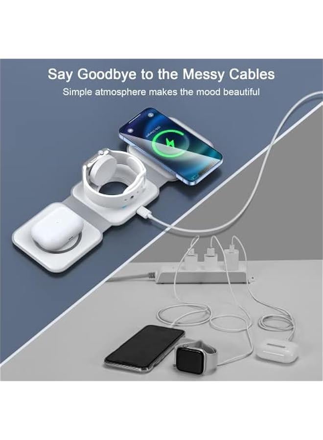 general Wireless Charger 3 in 1, Magnetic Travel Wireless Charging Station Multiple Devices,GaN 3 in 1 Charging Station,Compatible for iPhone16/15/14/13/Pro/Max,iWatch,AirPods4/3/2/Pro(Adapter Includes) - Image 4