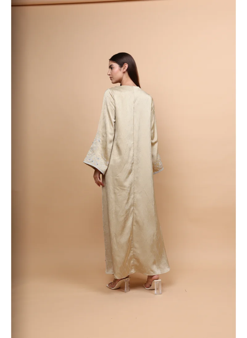 IKKXA  Elegant Embroidery Crystals Beaded Jalabiya  | Best Price UAE