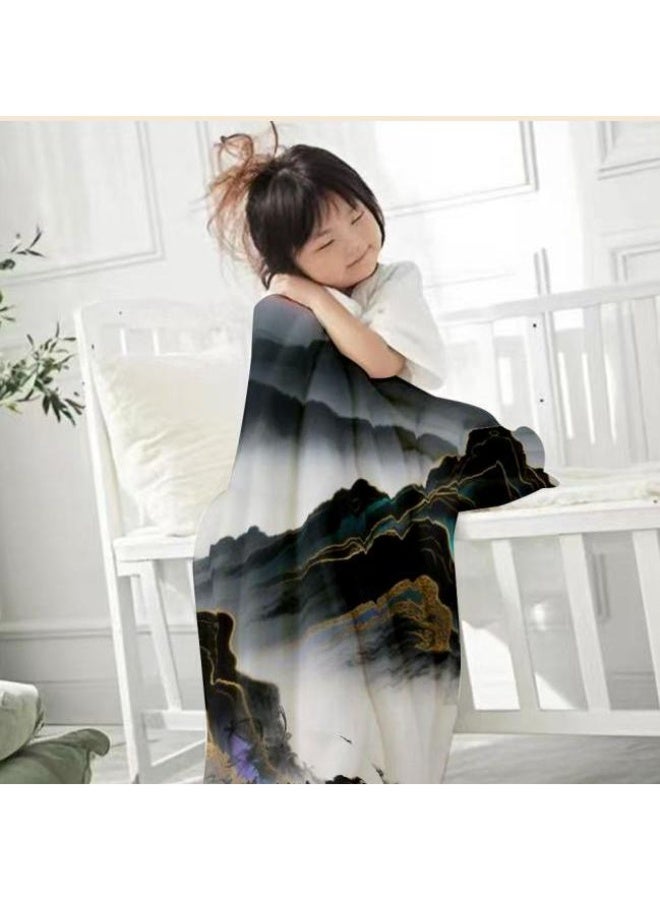 general Chinese painting style flannel thin blanket (warm and comfortable, suitable for sleep, gaming, dust removal and sandproof) 150cm*200cm - 5 - Image 3