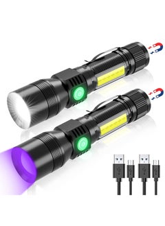 Scorpion Flashlight with Magnet, 3-in-1 Tactical UV 395nm Blacklight, Redlight, and Side Work Light, 1200 Lumen, Zoomable, 7 Modes, IPX6 Waterproof LED Torch, Ideal for Camping