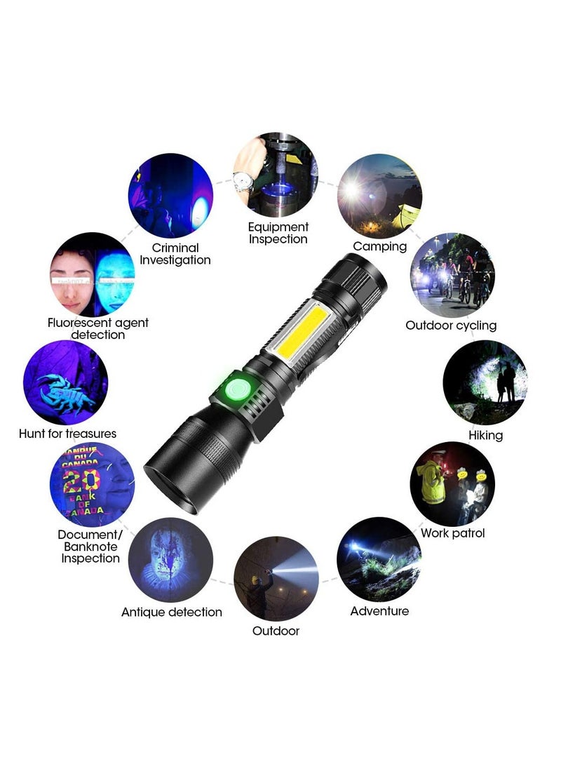SYOSI - Scorpion Flashlight with Magnet, 3-in-1 Tactical UV 395nm Blacklight, Redlight, and Side Work Light, 1200 Lumen, Zoomable, 7 Modes, IPX6 Waterproof LED Torch, Ideal for Camping - Image 1