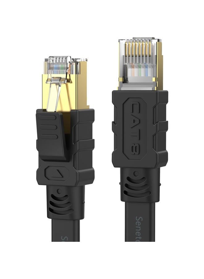 Senetem Cat 8 Ethernet Cable 100FT, High Speed 40Gbps 2000Mhz Flat Internet Network Patch Cord, RJ45 Shielded Outdoor&Indoor LAN Cable, Compatible for Gaming, PC, PS5/4/3, Xbox, Modem, Router - Image 1
