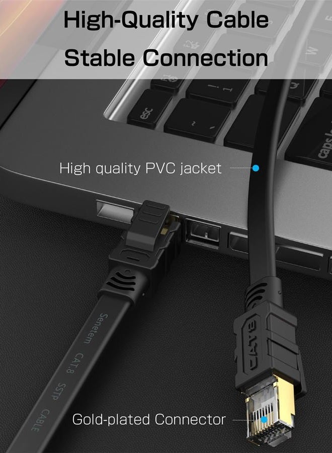 Senetem Cat 8 Ethernet Cable 100FT, High Speed 40Gbps 2000Mhz Flat Internet Network Patch Cord, RJ45 Shielded Outdoor&Indoor LAN Cable, Compatible for Gaming, PC, PS5/4/3, Xbox, Modem, Router - Image 4