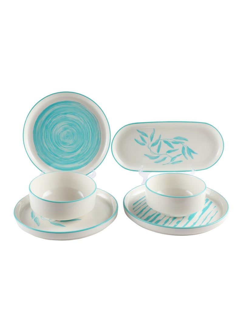ايست من نون طقم سفرة بورسلين ٢٢ قطعة، أخضر مائي | يكفي ١٢ شخصًا | آمن للاستخدام في غسالة الأطباق والميكروويف - Image 5