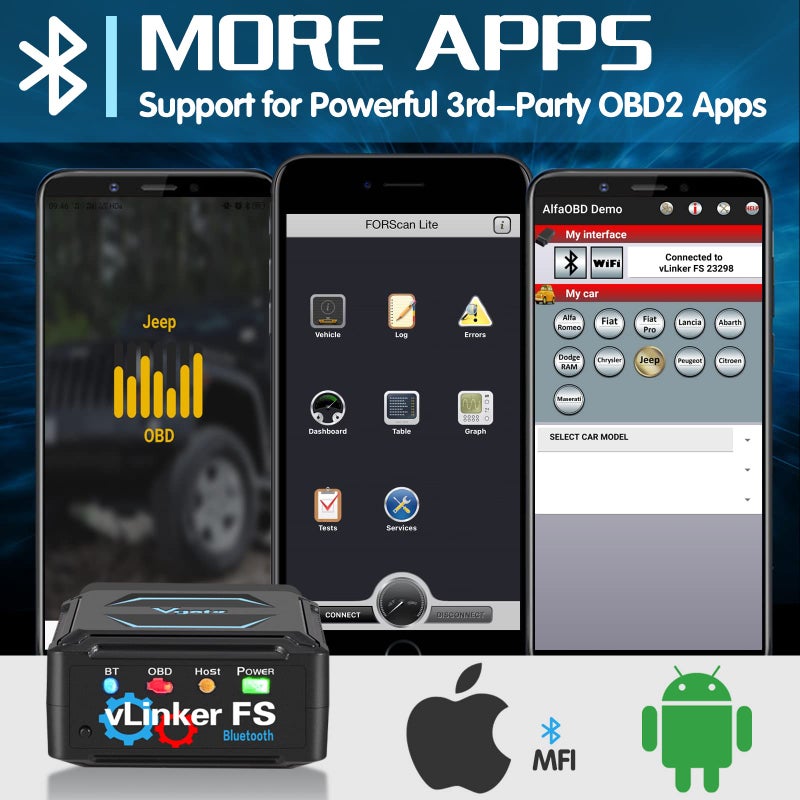 Vgate vLinker FS Bluetooth OBD2 Diagnostic Scan Tool, OBDII Car Code Reader for iOS, Android & Windows - Image 5