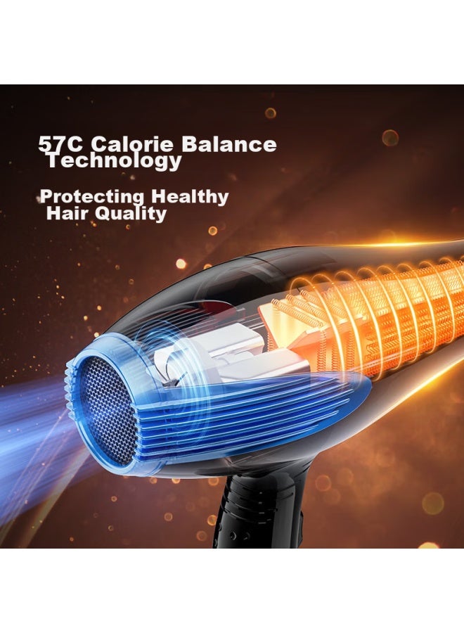 Aux Hair Dryer With Blue Light Negative Ions, 2400w High Power, Gentle On Hair, Hair Dryer For Home Use, Electric Hair Dryer For Hair Salons, Professional Use, 7619 - Image 2