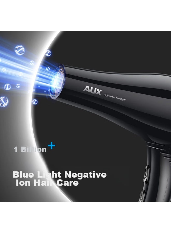 Aux Hair Dryer With Blue Light Negative Ions, 2400w High Power, Gentle On Hair, Hair Dryer For Home Use, Electric Hair Dryer For Hair Salons, Professional Use, 7619 - Image 1