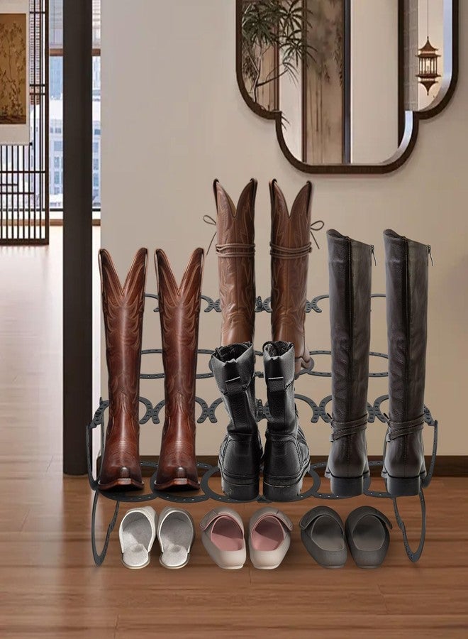 Stuffygreenus Cowboy Boot Rack 6 Pairs Horseshoe Boot Rack Cowboy Boots Storage Organizer Rustic Horseshoe Gifts Farmhouse Decor for Western Style Lovers Entryway Accessories - Image 5