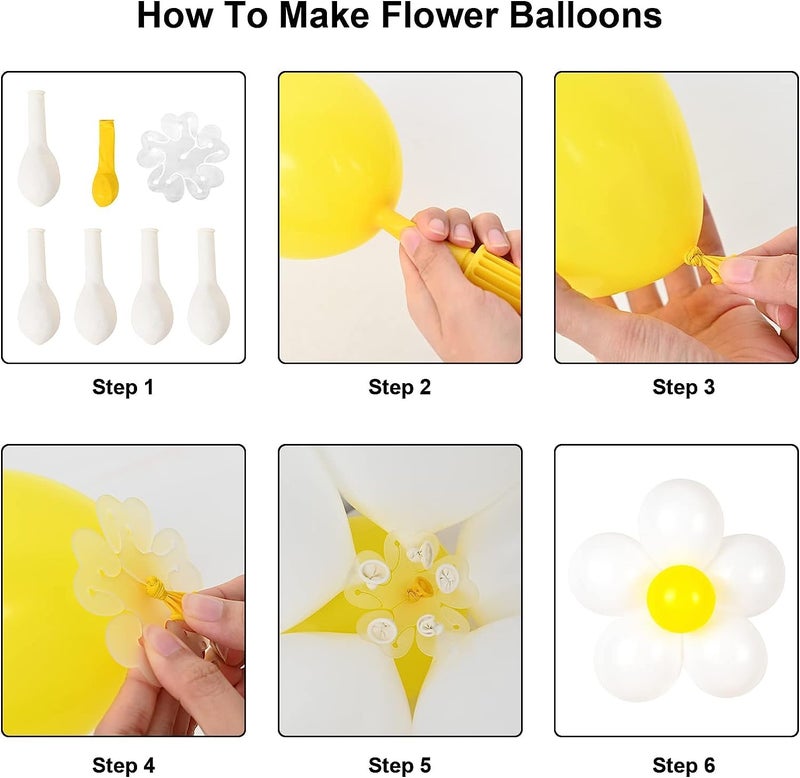 TOYXE Rubber Daisy Flower Balloons Diy Kit Party Decorations For Birthday Baby Shower Wedding Anniversary Groovy Fairy Retro Hippie Theme Decor Set Of 104 Pcs,Multicolor - Image 5