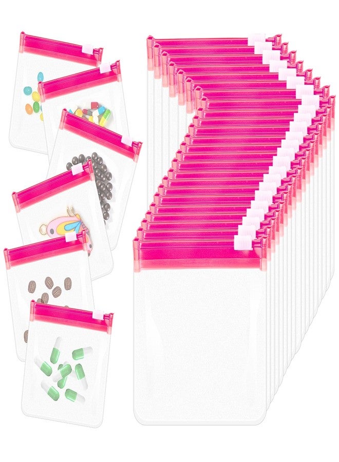 Sliverdew 24 Pcs Travel Pill Packets Pill Pouch Bags Reusable Zippered Medicine Bag Set Self Sealing Clear Plastic Medicine Organizer with Slide Lock Bags for Pills Small Items Storage, Pink - Image 1