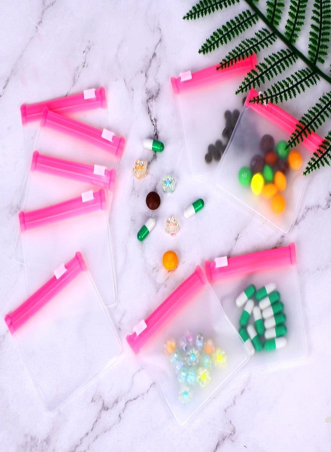 Sliverdew 24 Pcs Travel Pill Packets Pill Pouch Bags Reusable Zippered Medicine Bag Set Self Sealing Clear Plastic Medicine Organizer with Slide Lock Bags for Pills Small Items Storage, Pink - Image 3