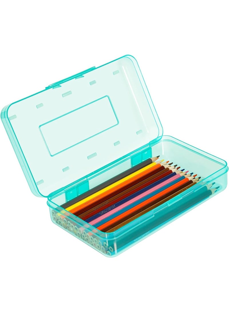 Pencil Box, Large Capacity Pencil Case, Plastic Pencil Boxs for Kids Girls Boys Adults, Hard Crayon Box Storage with Snap Tight Lid, Good Bearing Capacity, for School Office Supplies - Image 1