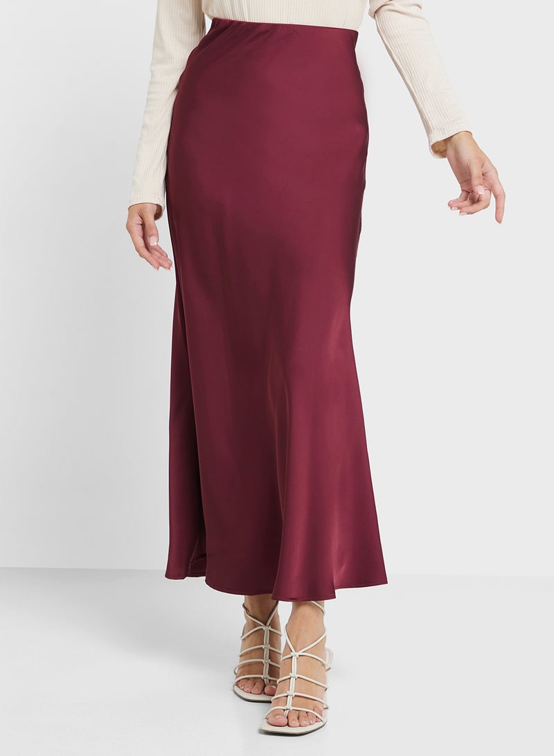 Ginger Satin Bias Cut Skirt - Image 2