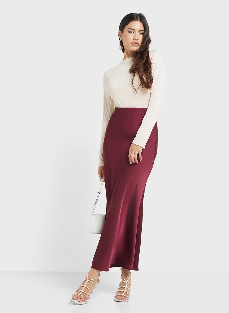 Ginger Satin Bias Cut Skirt - Image 1