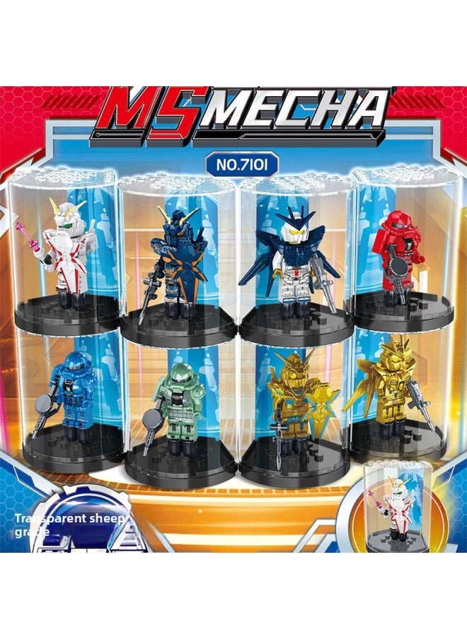 Generic - Compatible With Le Gao Le Playing Building Blocks Gundam Zagu Model Display Box Building Blocks Assembling Small Particles Children's Toy Ornaments-Color:7101(8 Models) Mecha With Display Box - Image 1