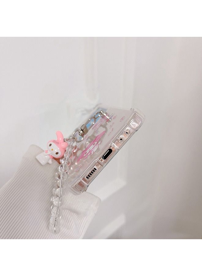 Case for Samsung Galaxy Z Flip 5 Case,My Melody Phone Case with Strap Wrist, Slim Case Compatible with Samsung Galaxy Z Flip 5, TPU material Anti-Scratch Phone Fashion Cover Women Girls - Image 4