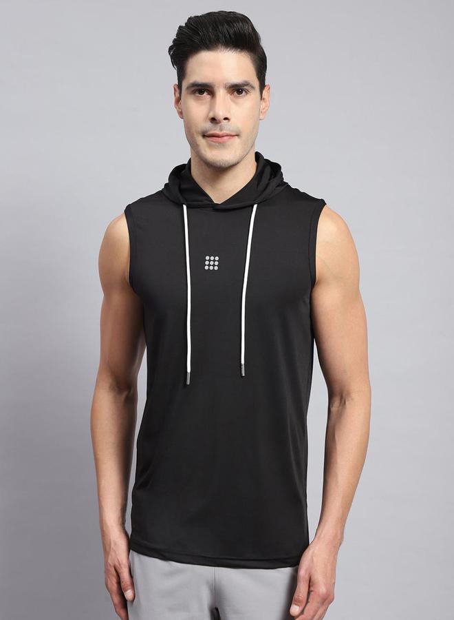 Rock.it Men Black Sleeveless Hooded TShirt - Image 1