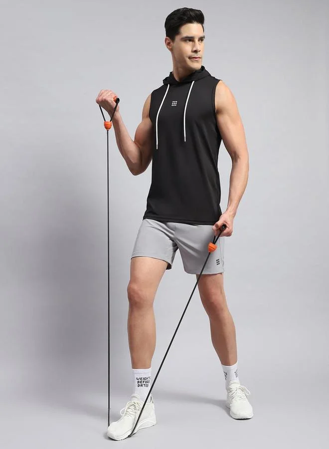 Rock.it Rock.it Men Black Sleeveless Hooded TShirt