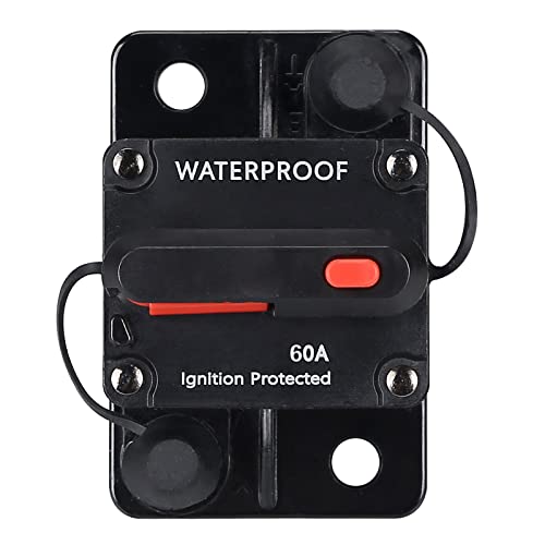 N.C 60 Amp Waterproof Circuit Breaker,with Manual Reset,12V-48V DC, for Car Marine Trolling Motors Boat ATV Manual Power Protect for Audio System Fuse - Image 1
