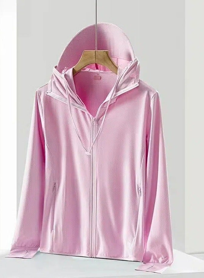 إسكدنيا واقية من الشمس سترة رقيقة تنفس هوديي اللباس الوردي - Image 1