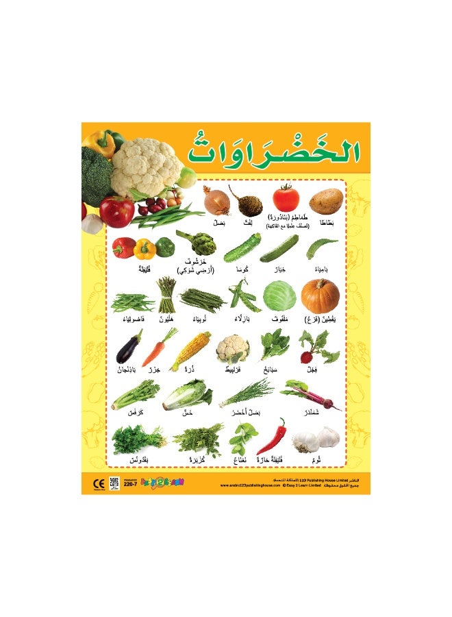 123 ببلشينج هاوس الخضروات - لوحة تعليمية باللغة العربية - Image 1